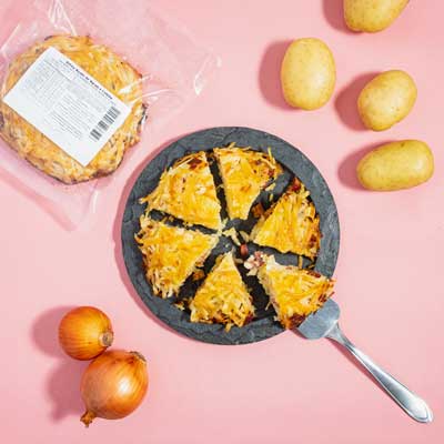 Batata Rosti Tipo Suiça de Requeijão, Cebola e Bacon