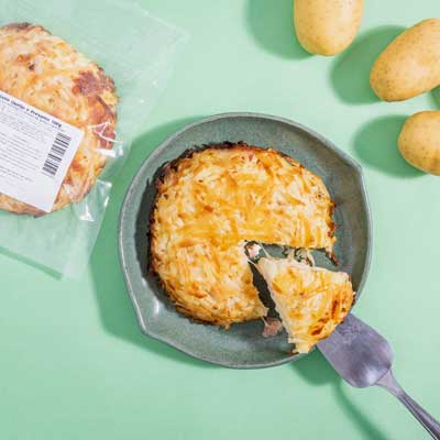 Batata Rosti Tipo Suiça aos 2 Queijos e Presunto